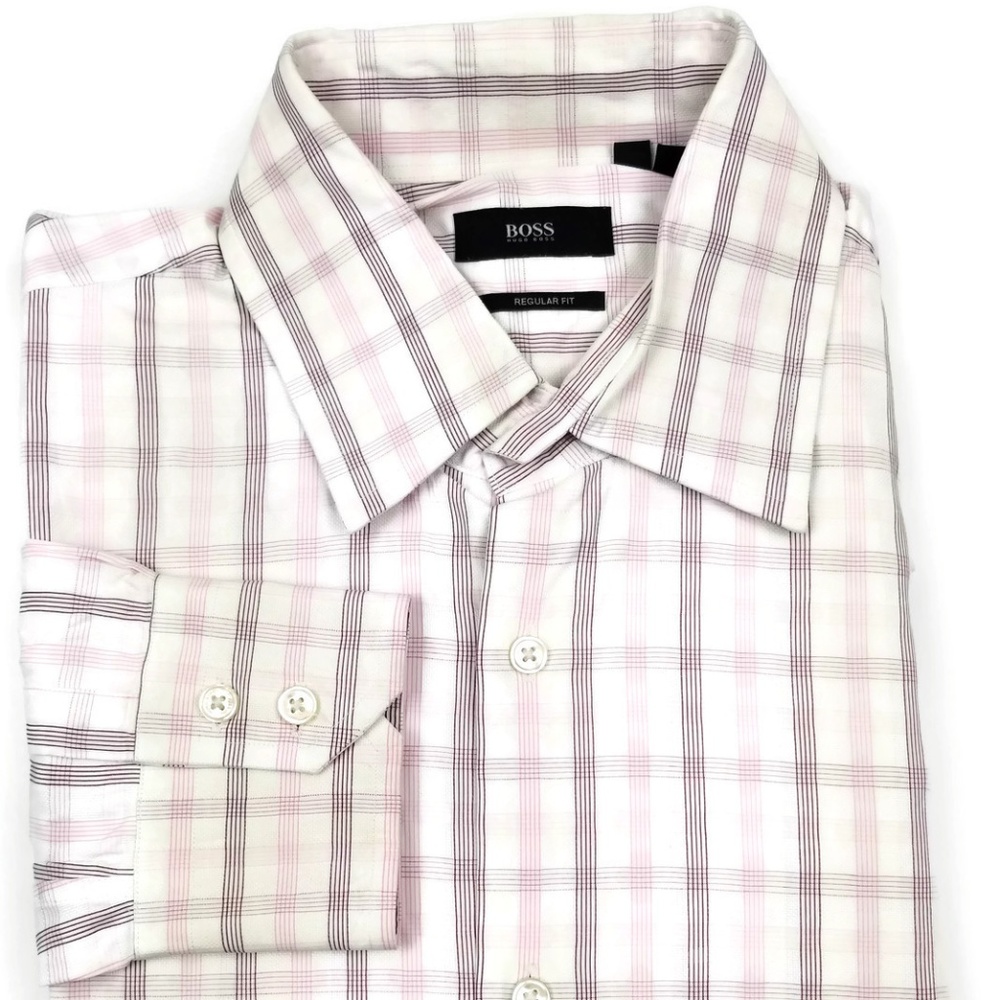 Hugo Boss Plaid Check Dress Shirt Size 16 - 32/33